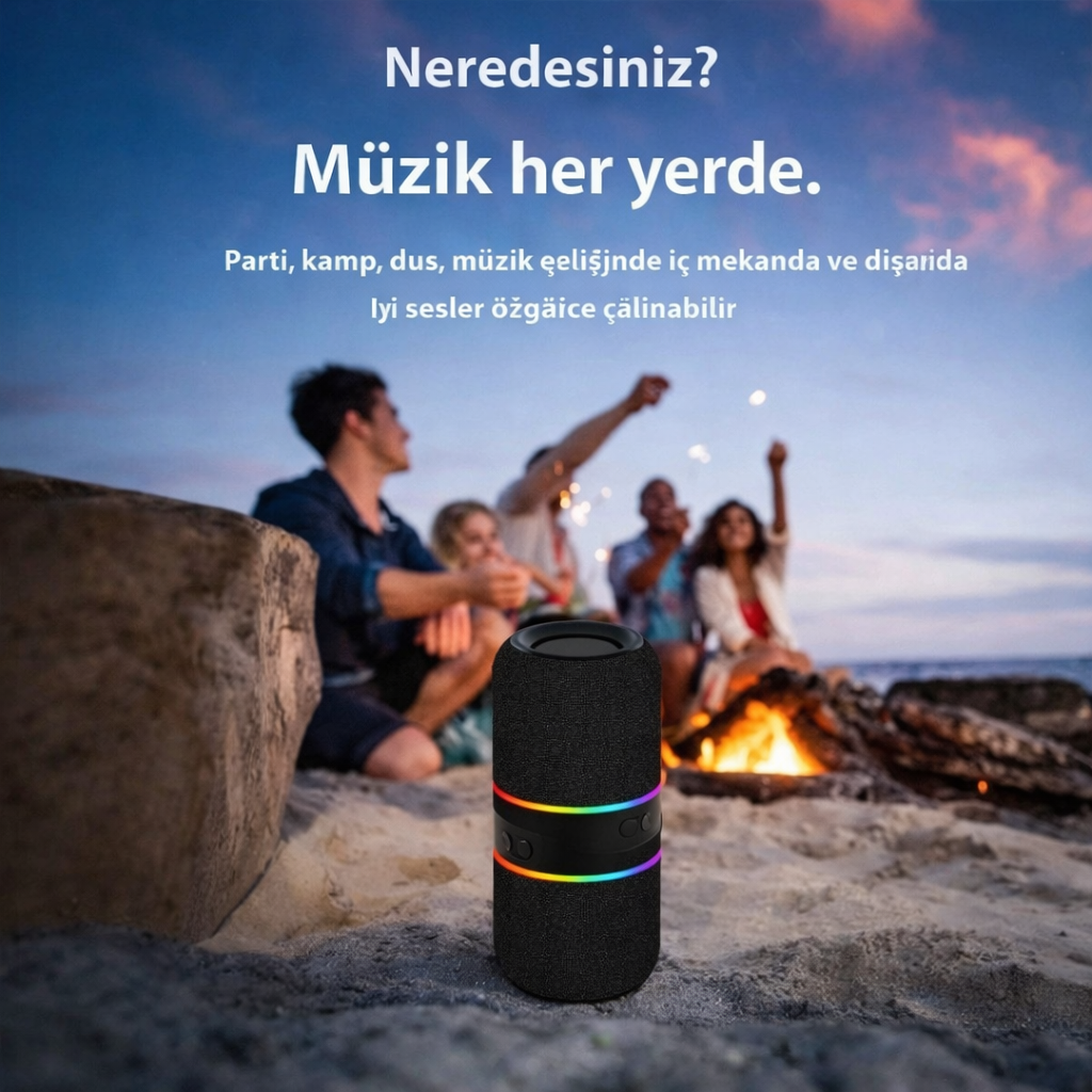 Ayrılabilir Kablosuz Bluetooth Hoparlör | RGB Işıklı, Stereo Çift Hoparlör, Taşınabilir Güçlü Ses Sistemi