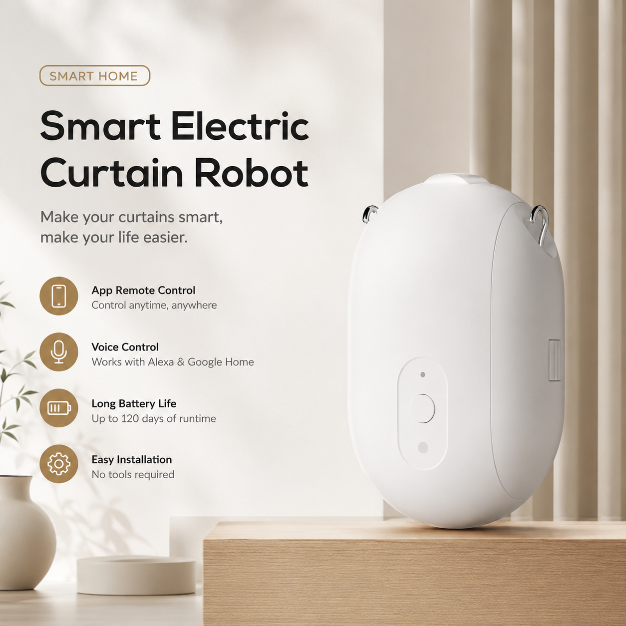 Smart Curtain Robot – Tuya App Controlled Automatic Curtain Opener with Alexa & Google Home Support
