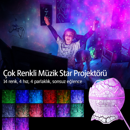 Galaxy Star Bluetooth Projeksiyon Gece Lambası – 14 Renk & 9 Rahatlatıcı Ses