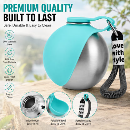 2-in-1 Portable Dog Water Bottle & Foldable Bowl – Leak-Proof Travel Pet Water Dispenser