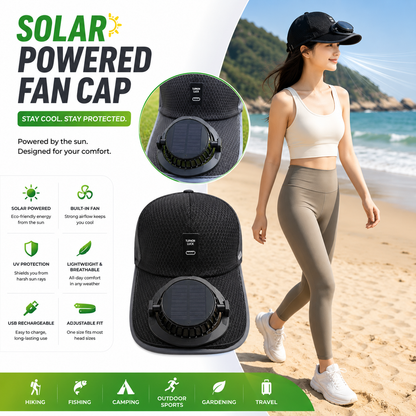 Solar Fan Hat™ – USB Rechargeable Cooling Cap with Built-In Mini Fan | UV Protection Outdoor Hat