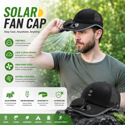 Solar Fan Hat™ – USB Rechargeable Cooling Cap with Built-In Mini Fan | UV Protection Outdoor Hat