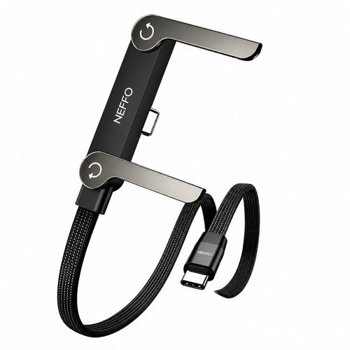 Neffo 240W Fast Charging & Data Cable | Foldable Stand, 90° Angled, Gaming-Friendly Type-C Cable
