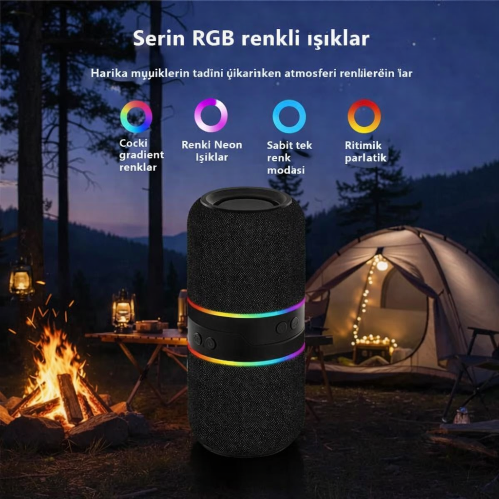 Ayrılabilir Kablosuz Bluetooth Hoparlör | RGB Işıklı, Stereo Çift Hoparlör, Taşınabilir Güçlü Ses Sistemi