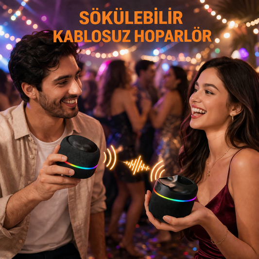 Ayrılabilir Kablosuz Bluetooth Hoparlör | RGB Işıklı, Stereo Çift Hoparlör, Taşınabilir Güçlü Ses Sistemi