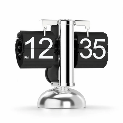 Retro Flip Desk Clock – Mechanical Flip Card, Metal Body, Silent Battery-Powered Decorative Clock