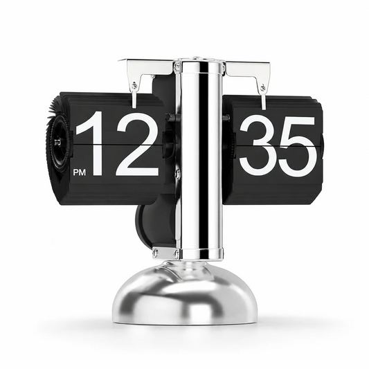 Retro Flip Desk Clock – Mechanical Flip Card, Metal Body, Silent Battery-Powered Decorative Clock