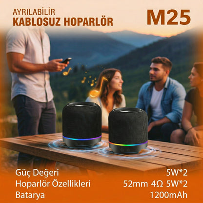 Ayrılabilir Kablosuz Bluetooth Hoparlör | RGB Işıklı, Stereo Çift Hoparlör, Taşınabilir Güçlü Ses Sistemi