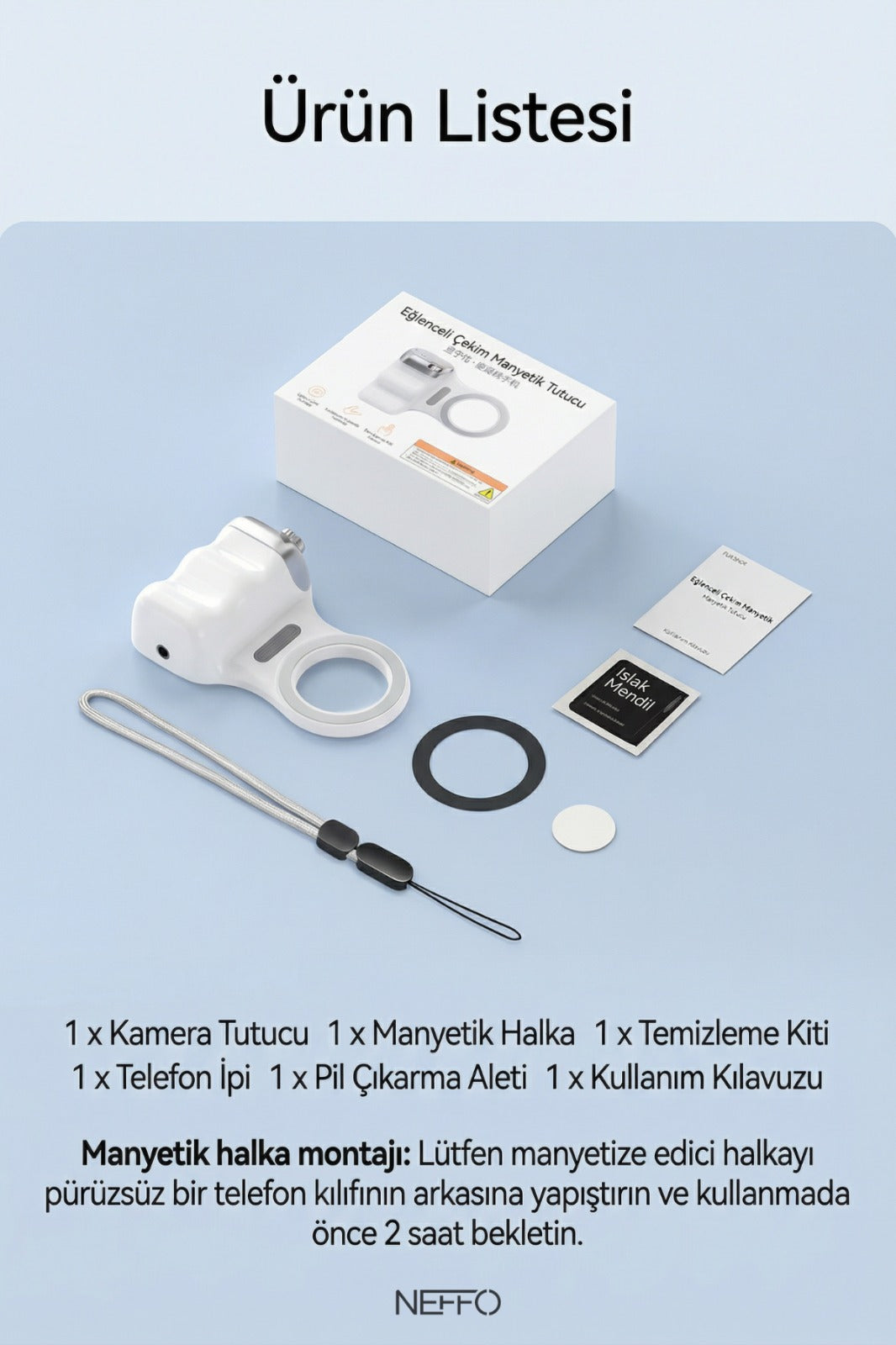 MagSafe Selfie Çubuğu Kamera Kolu | LED Işıklı, Bluetooth Kumandalı, Profesyonel Çekim
