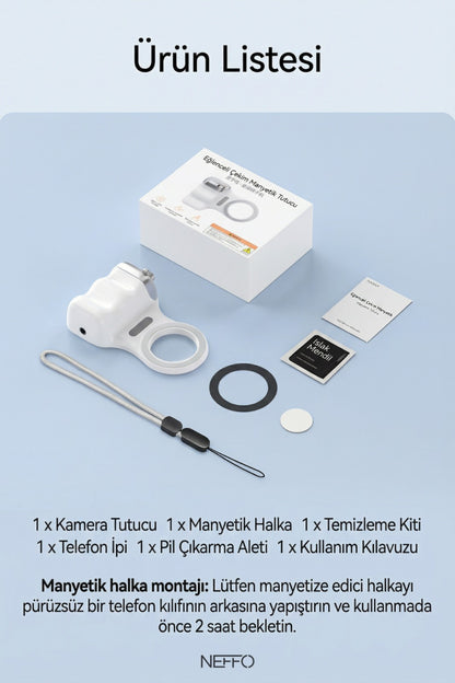 MagSafe Selfie Çubuğu Kamera Kolu | LED Işıklı, Bluetooth Kumandalı, Profesyonel Çekim