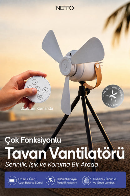 NEFFO Tavana Asılabilir Sinek Öldürücü Lamba Fanlı Uv Sivrisinek Kovucu LED Işıklı Şarjlı Taşınabilir Sessiz Kamp Lambası